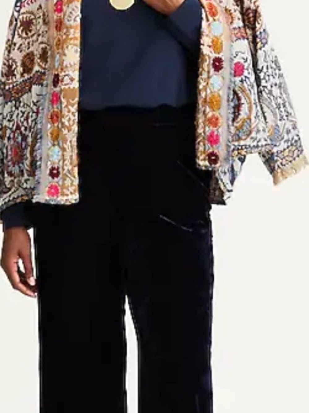 Pure J Jill Hand-Embroidered Jacquard Soft Jacket Boho, Minimalist, Ruana, Soft